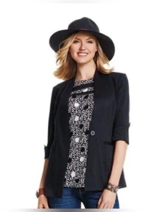 CAbi Jackets & Blazers - Cabi Blazer 3026 Turner Black Single Button Collarless Womens Size 12